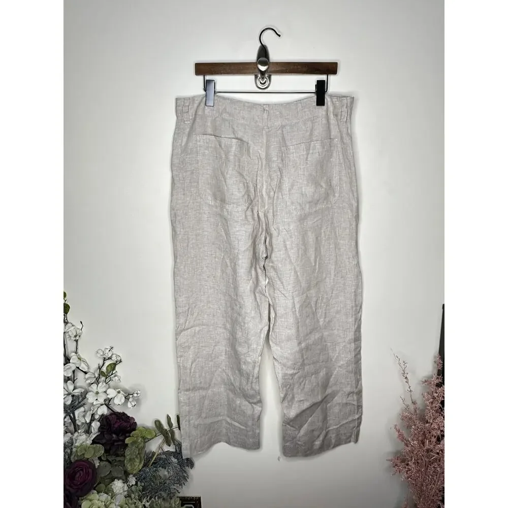 QUINCE 100% European Linen Patch Pocket Wide Leg Pants Flax Sz 14 {XX7}